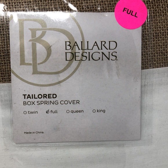 Ballard Designs Tailored Box Spring Cover Full Tan Burlap NWT $79 - Picture 2 of 3